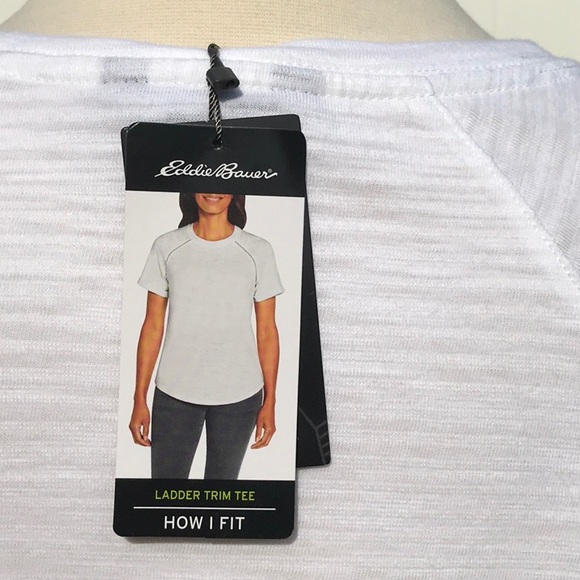 NWT Eddie Bauer White Baseball Style Ladder Trim T Shirt Size Small - Picture 9 of 16